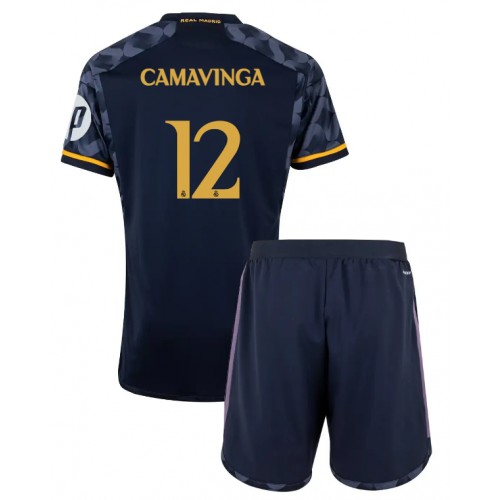 Real Madrid Eduardo Camavinga #12 Gostujuci Dres za djecu 2023-24 Kratak Rukav (+ Kratke hlače)